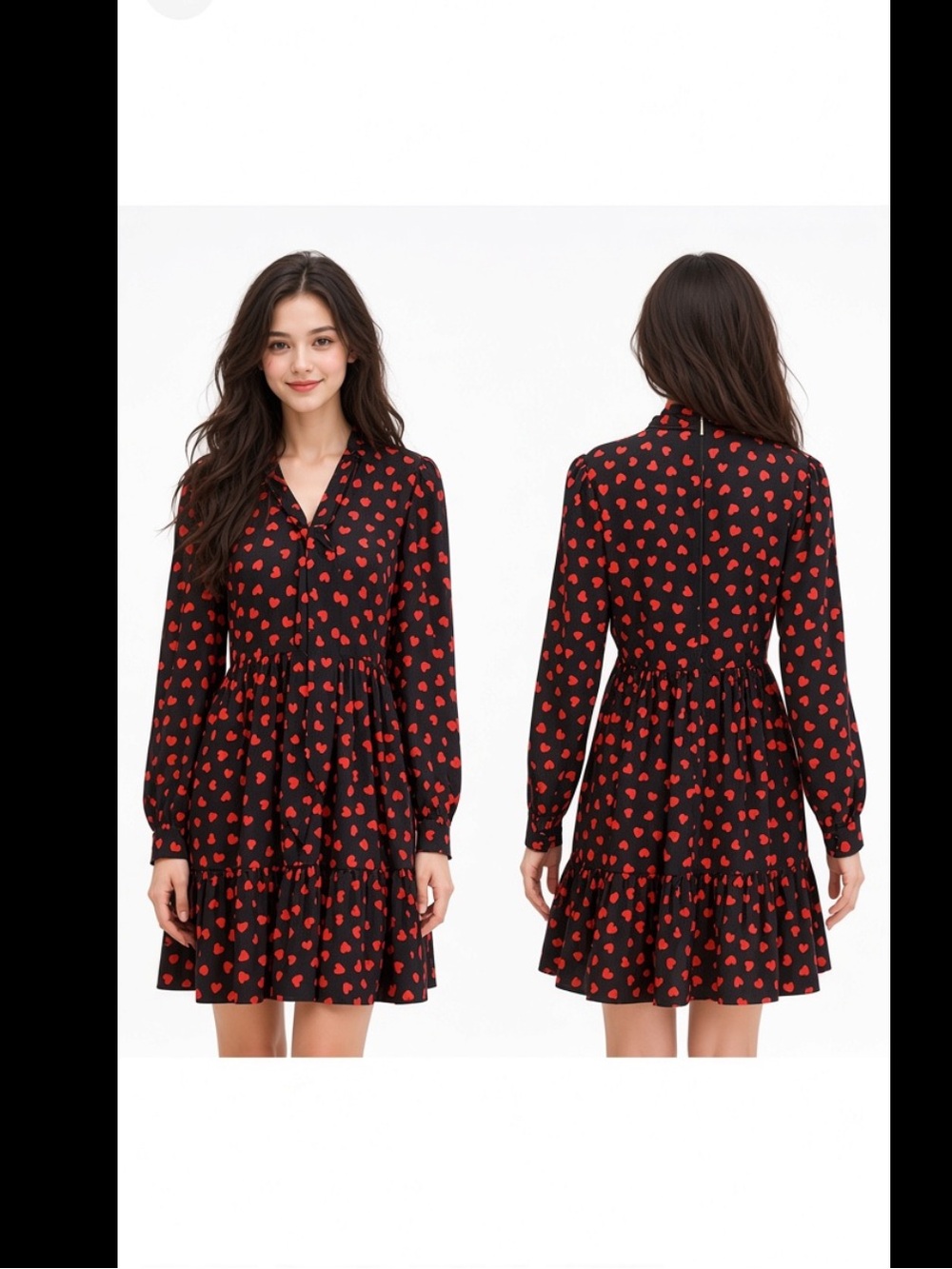 Kate Spade Heartbeat Tie Neck Shirtdress NWT Doll Goth Kawaii Black Pink Heart 8